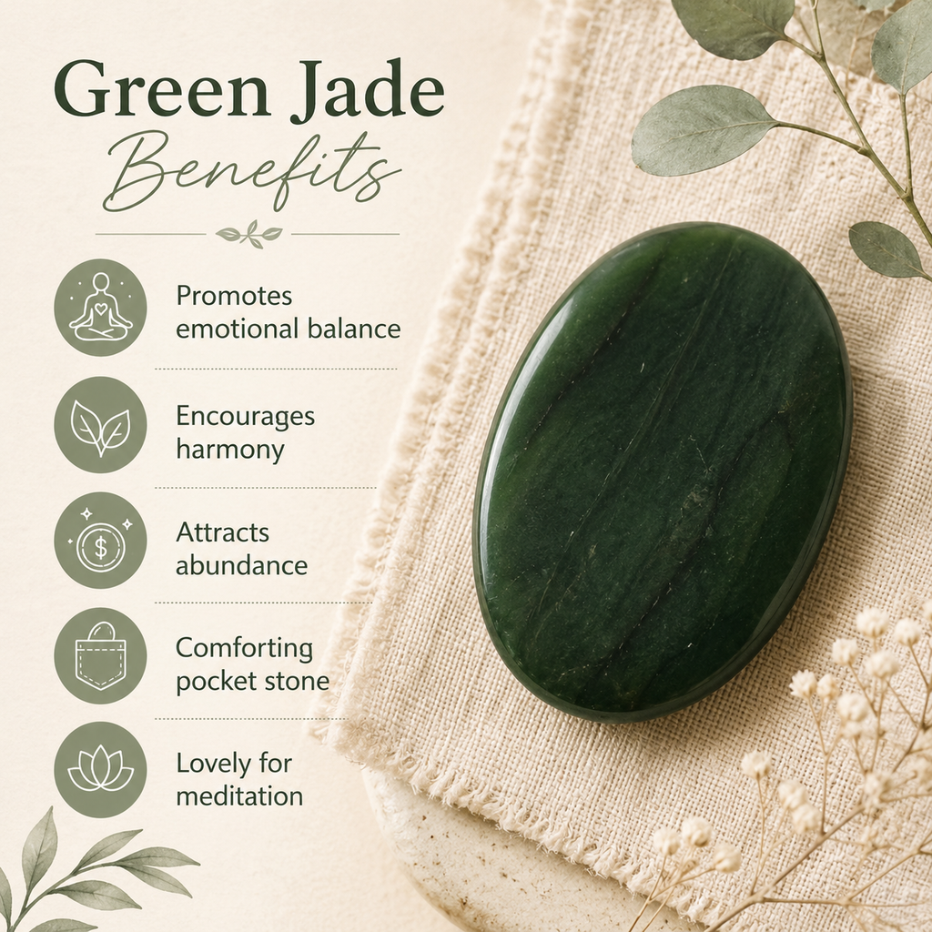 Green Jade Pocket Stones (wisdom and balance)