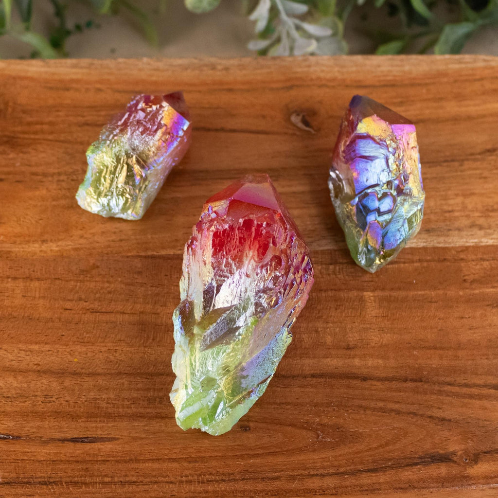 Green & Red Aura Quartz Point | | Wiccan Center