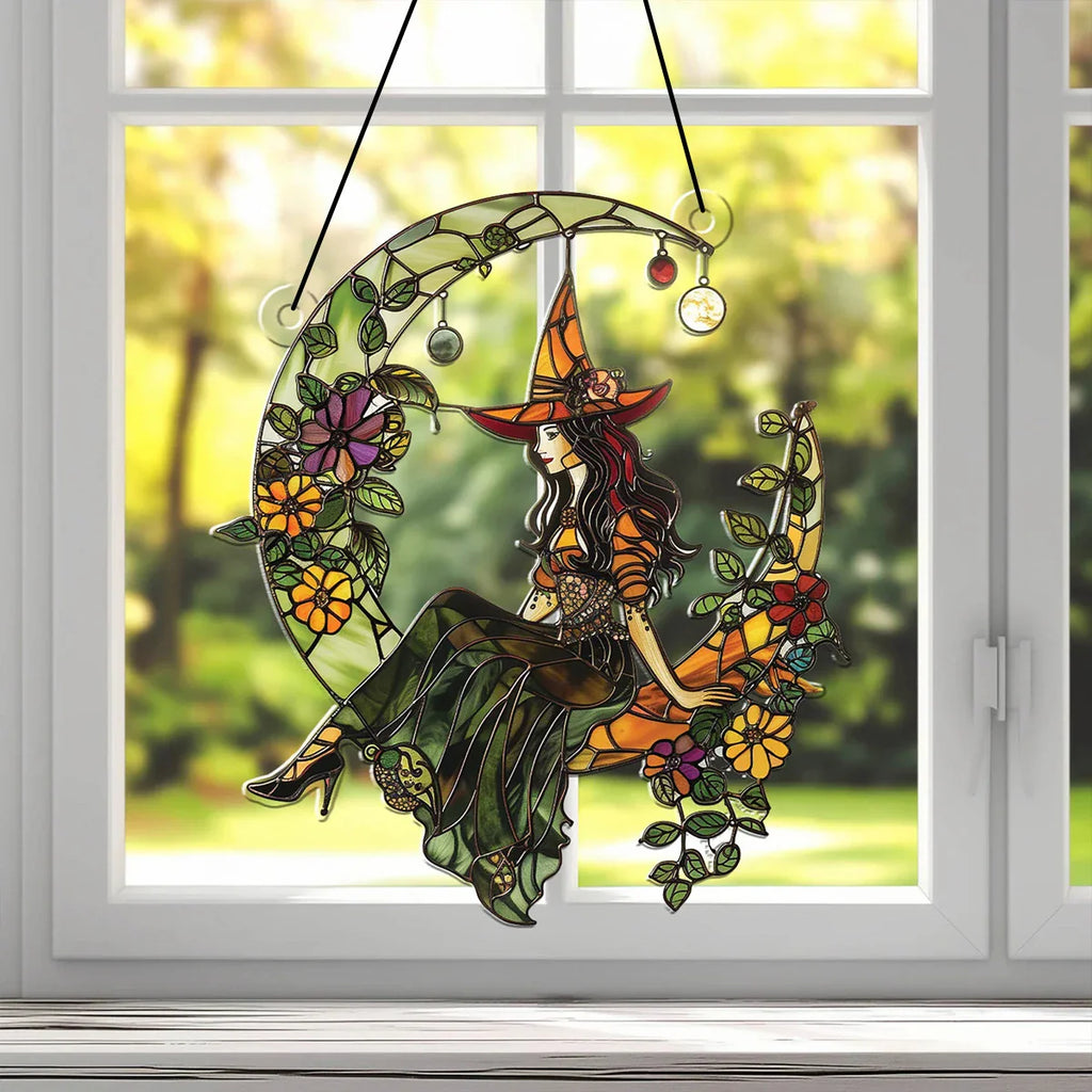 Green Witch Moon Sun Catcher | home decor | Wiccan Center