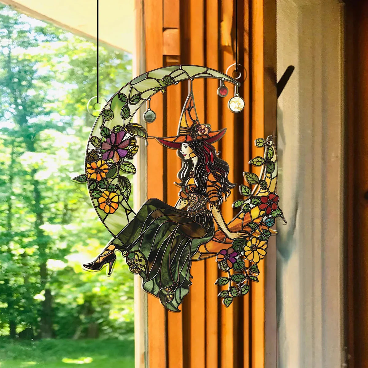 Green Witch Moon Sun Catcher | home decor | Wiccan Center