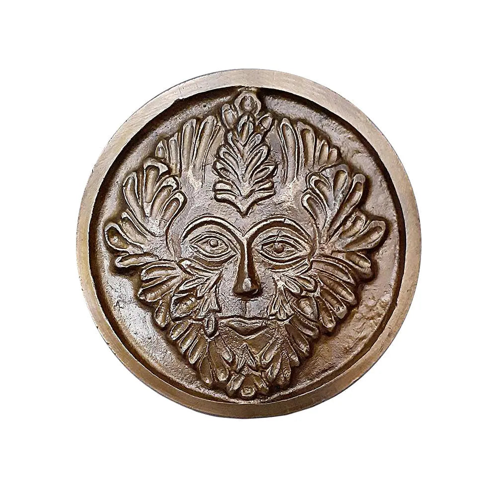 Greenman Altar Tile - Brass | Figurine | Wiccan Center