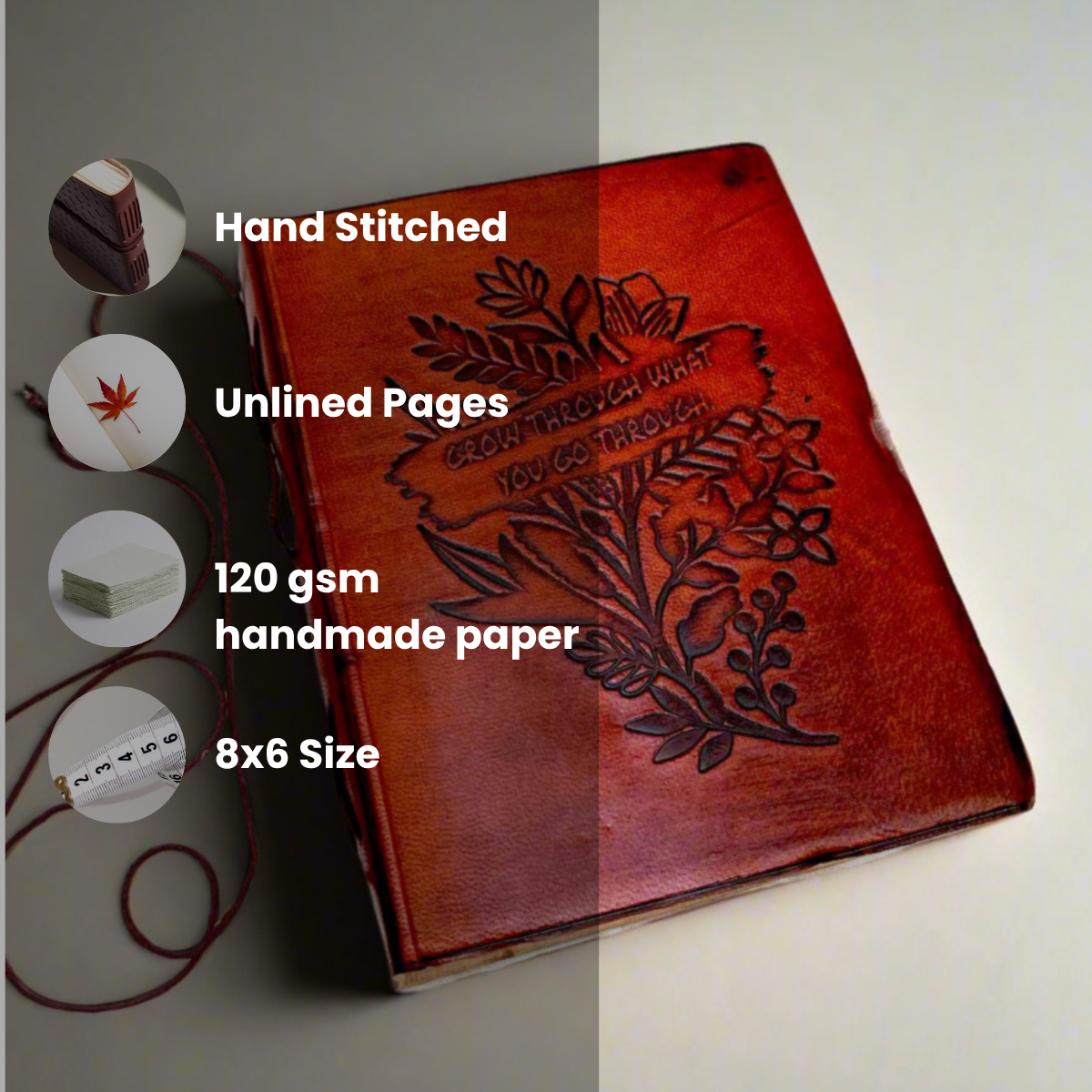 "Grow Through What You Go Through" Leather Journal - Your Healing Partner | Journal | Wiccan Center