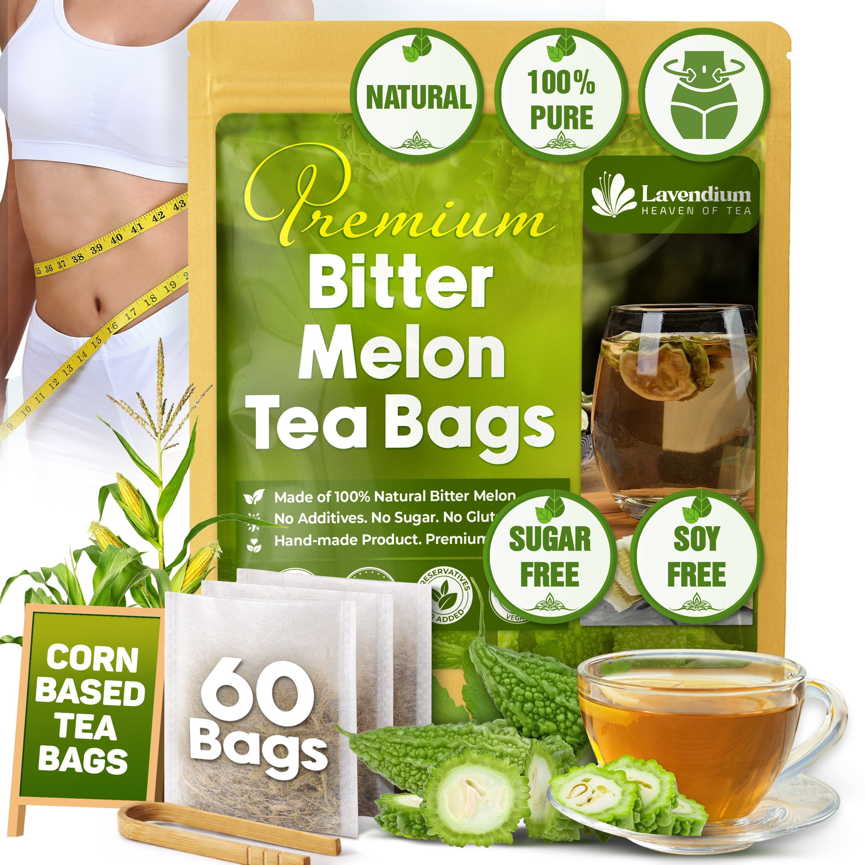 Bitter Melon Tea Bags, 100% Natural, Pure Bitter Melon. Bitter Melon Herbal Tea. Bitter Melon Fruit Tea. No Sugar, No Caffeine, No Gluten, Vegan | Tea | Wiccan Center