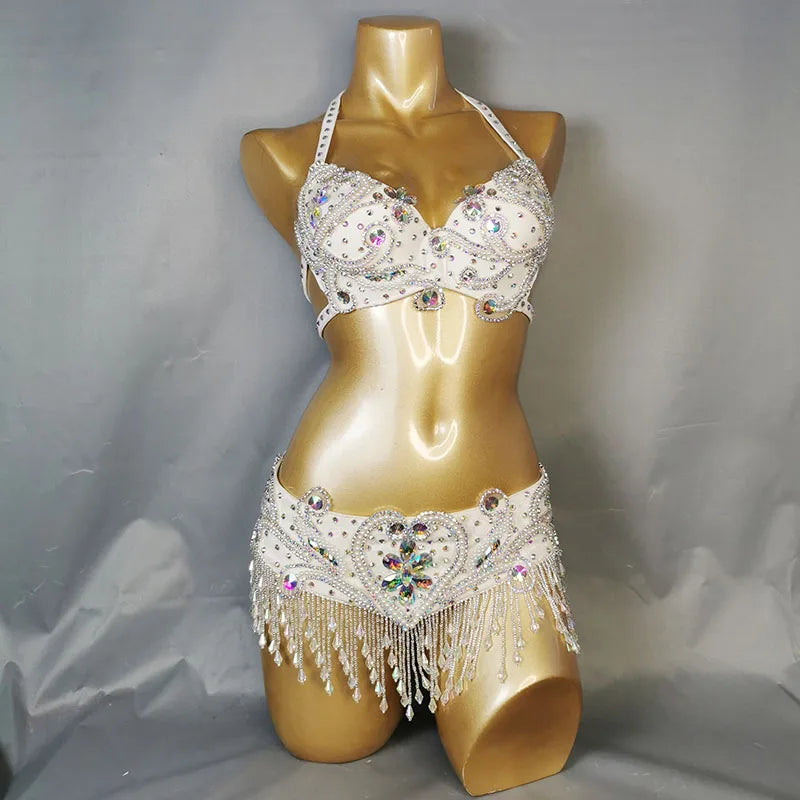 The Stardust Oasis Sirena – Deluxe Crystal & Beaded Belly Dance Bra & Belt 2-Piece Costume Set | Costume Sets | Wiccan Center