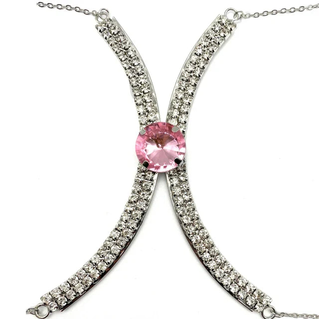 Luxury Rhinestone U-Shape Chest Chain – Shimmering Water Drop Pendant Bikini Bra Body Adornment for Festivals & Beachwear | Body Chains | Wiccan Center