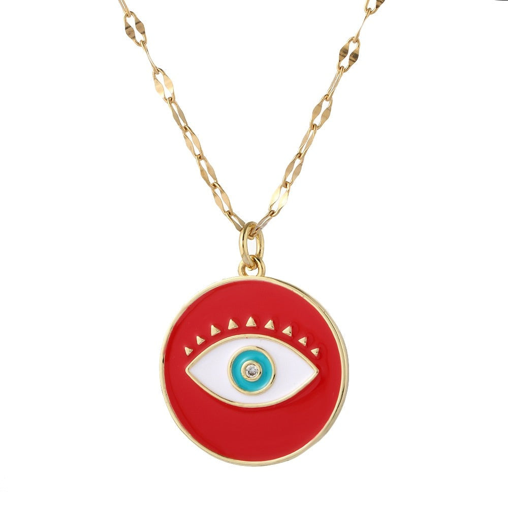 Boho Evil Bllue Eye Necklace for Women Men Snake All-seeing Eye Collar Necklace | Necklaces | Wiccan Center