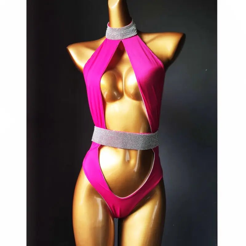 Classic Rhinestone Push-Up Performance Set – Shimmering Crystal Bandage Costume & Bling Two-Piece for GoGo Dancers & Festivals | Costume Sets | Wiccan Center