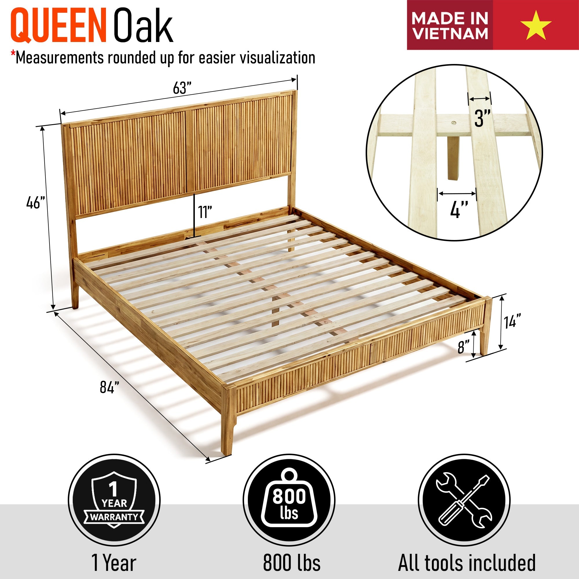Bosk Solid Wood Bed Frame | Bed Frame | Wiccan Center