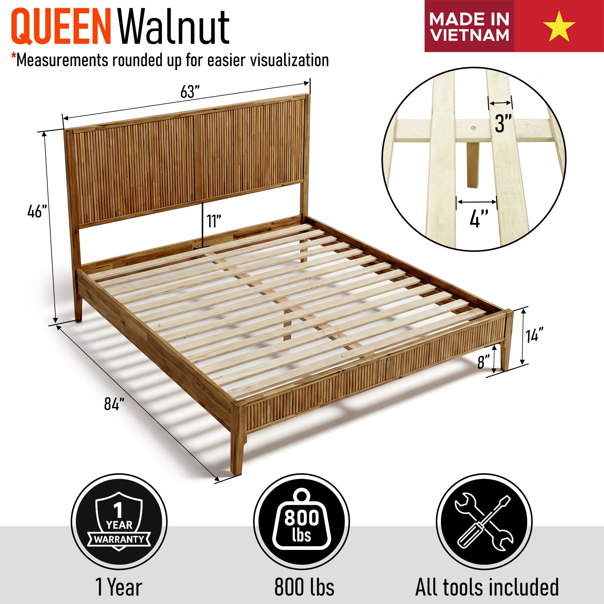 Bosk Solid Wood Bed Frame | Bed Frame | Wiccan Center