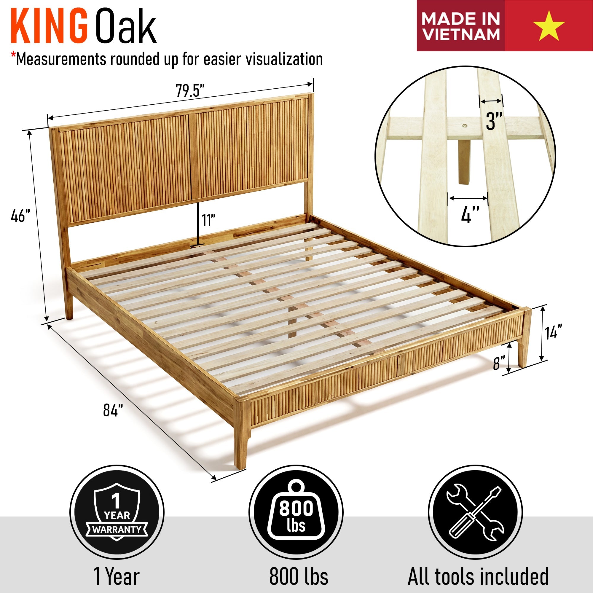 Bosk Solid Wood Bed Frame | Bed Frame | Wiccan Center