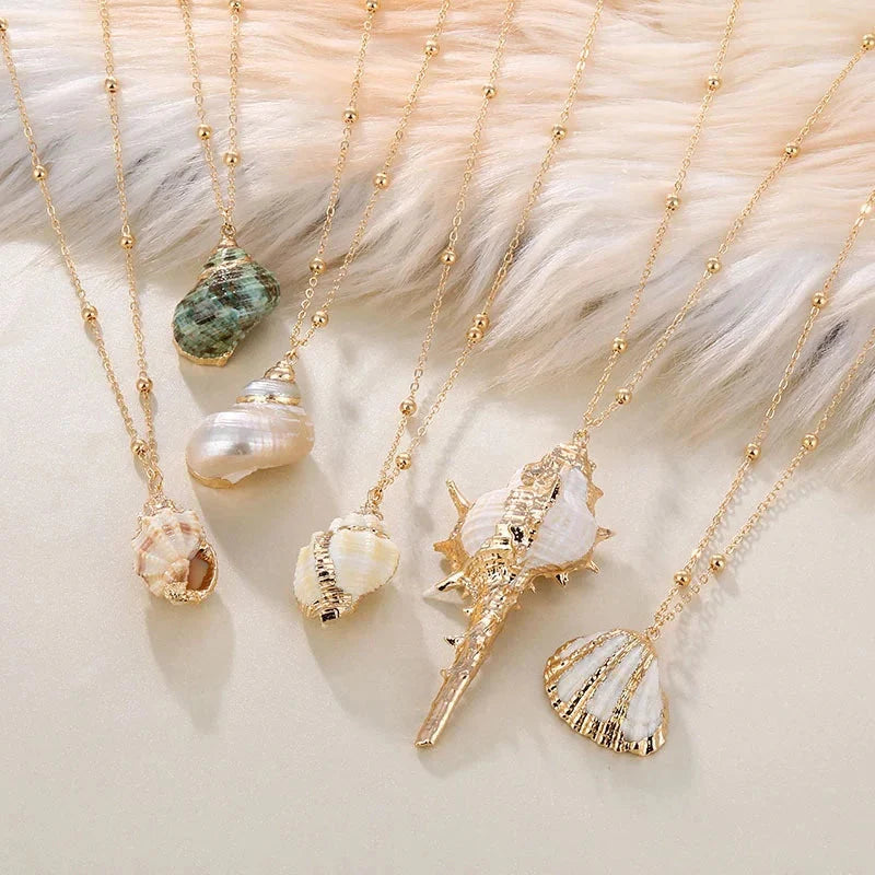 Hot Selling Various Styles of Women Natural Shell Necklace Summer Beach Jewelry Shopify Dropshipping Boho Necklaces