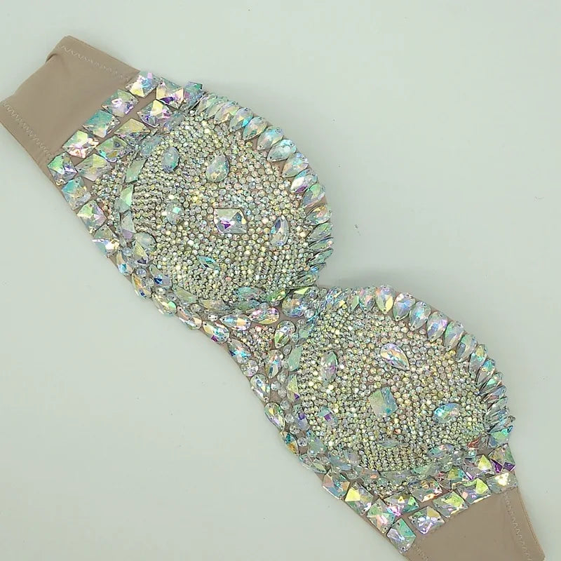 Crystal Rhinestone Diamond Bikini Showgirl Bra Set – Glamour Stage Performance Costume | Bras | Wiccan Center