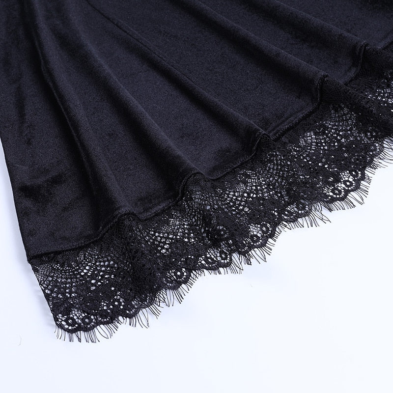 Goth Cross Sexy Purple Dress Vintage Velvet A Line Lolita Dress Aesthetic Gothic | Dresses | Wiccan Center