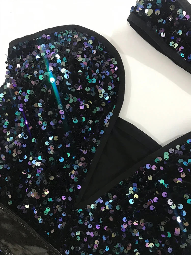The Stardust Prism Sequin Bodysuit – Colorful High-Cut Rave & Gogo Dancewear