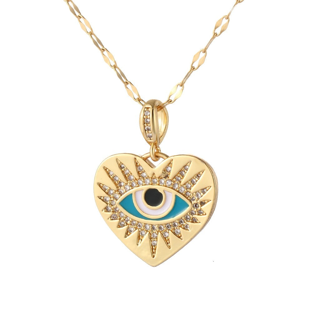 Boho Evil Bllue Eye Necklace for Women Men Snake All-seeing Eye Collar Necklace | Necklaces | Wiccan Center