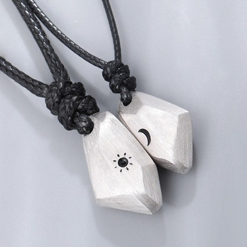 2Pcs Lovers Matching Friendship Faceted Sun Moon Pendant Couple Magnetic Necklace Jewelry | Necklaces | Wiccan Center