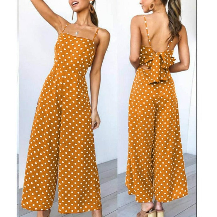 Sleeveless Backless Boho Bow-knot Dot Jumpsuits Women 2022 Summer Romper | Jumpsuit | Wiccan Center