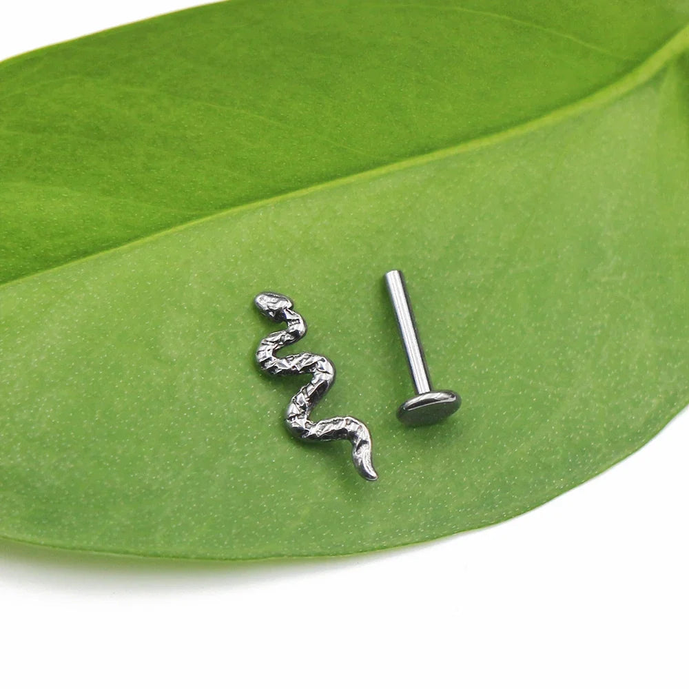 G23 Titanium Snake Bee Feather Labret Piercing 16G Internal Thread Earring Stud Cartilage Helix Body Jewelry | | Wiccan Center