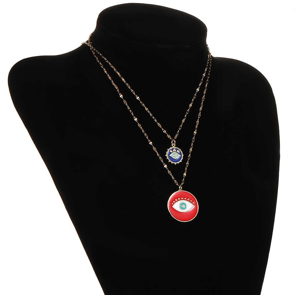 Boho Evil Bllue Eye Necklace for Women Men Snake All-seeing Eye Collar Necklace | Necklaces | Wiccan Center