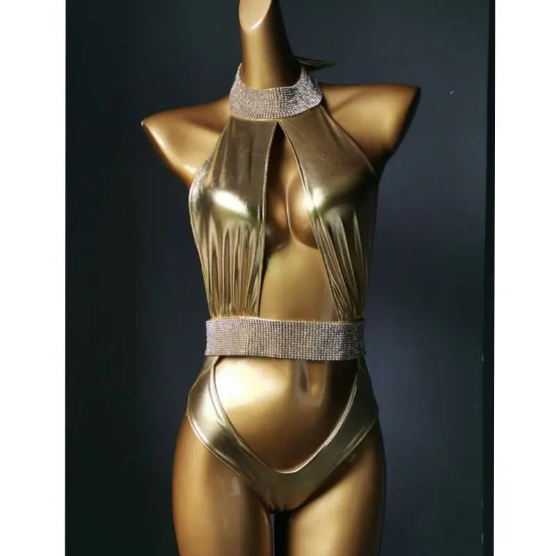 Classic Rhinestone Push-Up Performance Set – Shimmering Crystal Bandage Costume & Bling Two-Piece for GoGo Dancers & Festivals | Costume Sets | Wiccan Center