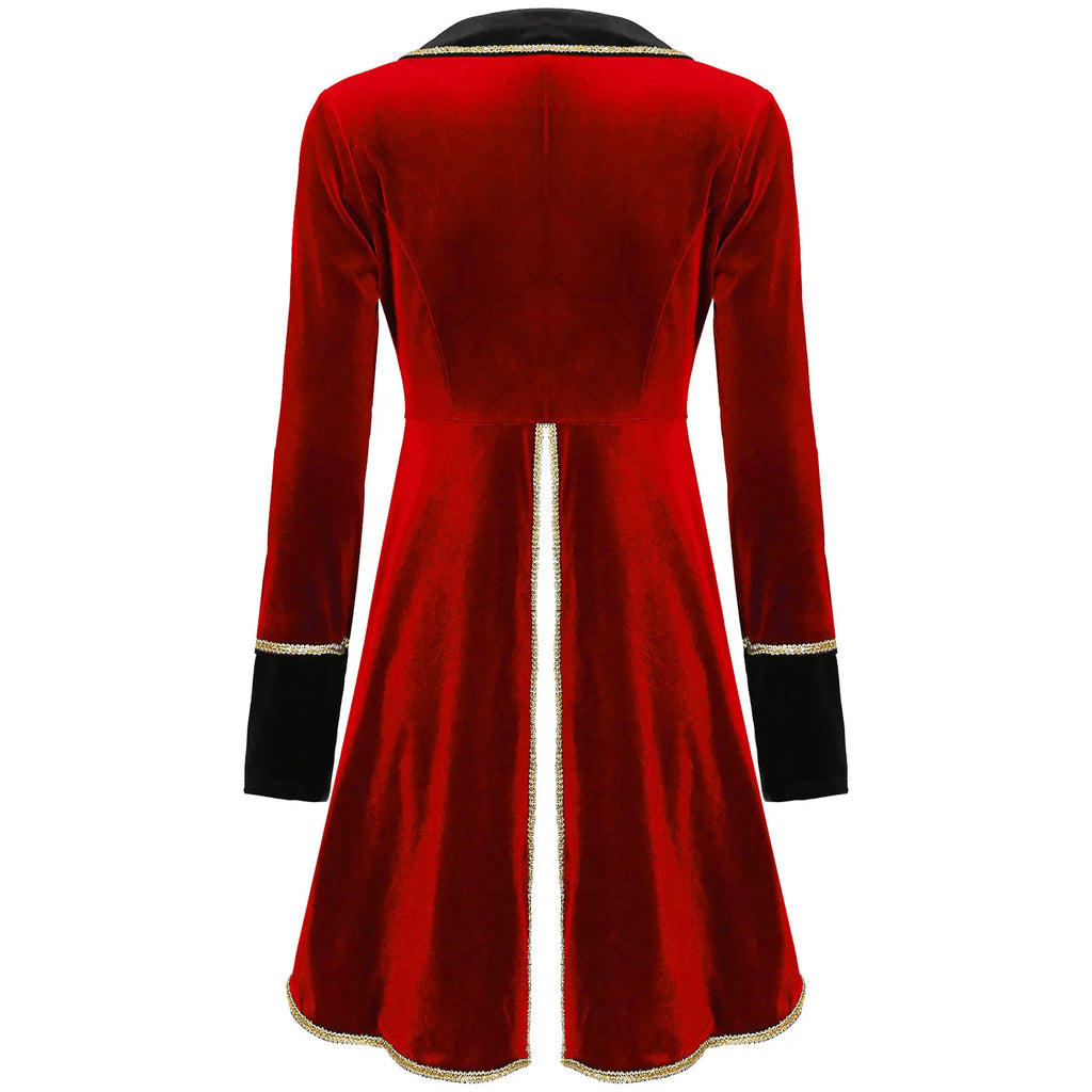 Velvet Circus Ringmaster Gold-Trimmed Swallow-Tail Blazer Coat | Jackets | Wiccan Center