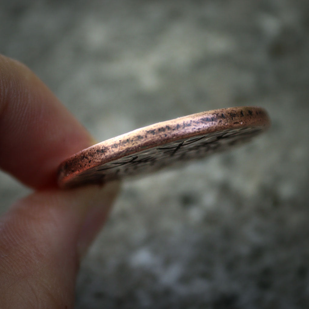 Helm of Awe Copper Coin - Aegishjalmur - Warrior's Stave Viking Coinage | Artwork | Wiccan Center