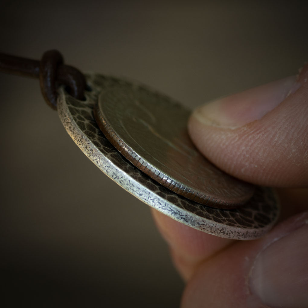 Silver Helm of Awe Coin Necklace - .999 Fine Silver - Aegishjalmur - Warrior's Stave Viking Coinage | Necklaces | Wiccan Center