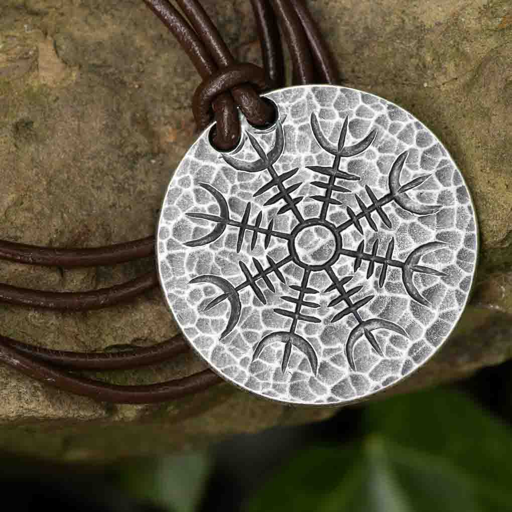 Silver Helm of Awe Coin Necklace - .999 Fine Silver - Aegishjalmur - Warrior's Stave Viking Coinage | Necklaces | Wiccan Center
