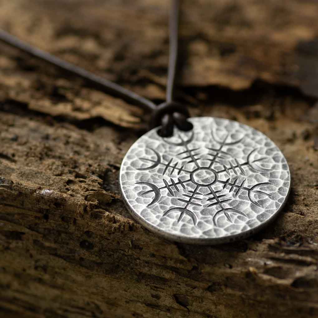Silver Helm of Awe Coin Necklace - .999 Fine Silver - Aegishjalmur - Warrior's Stave Viking Coinage | Necklaces | Wiccan Center