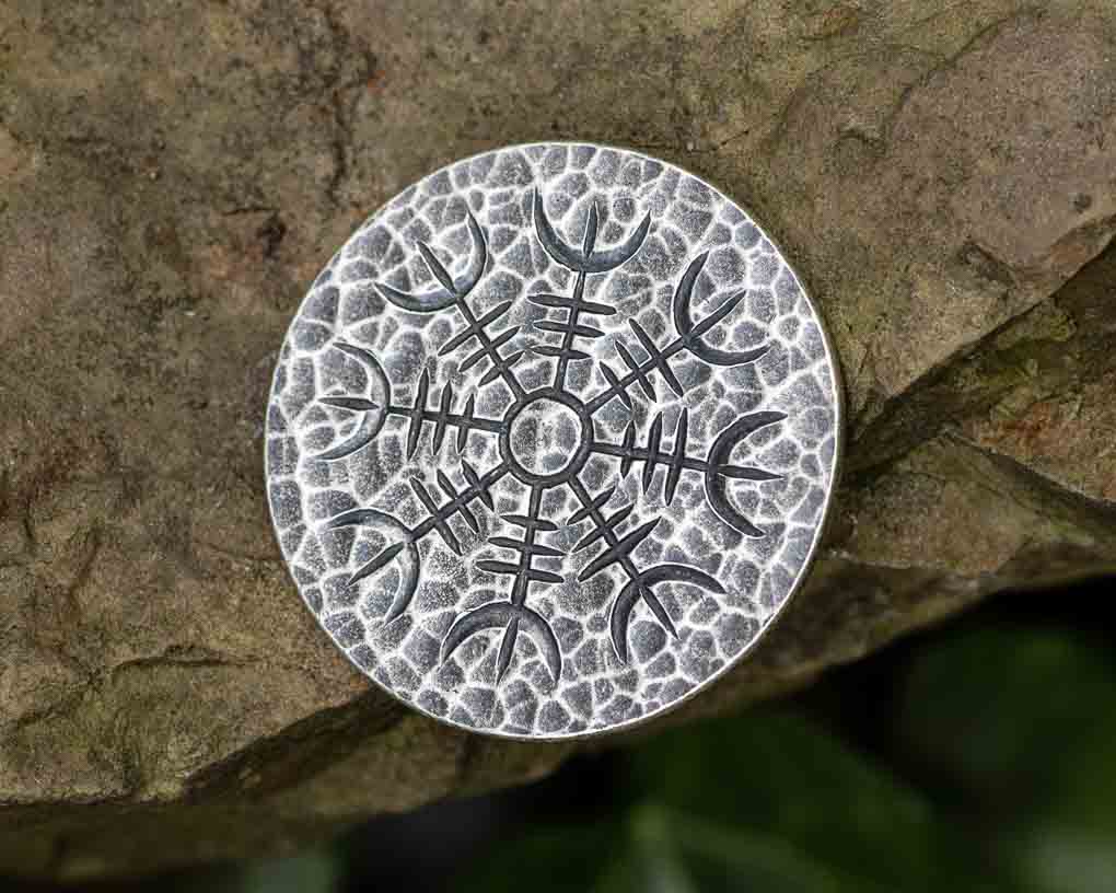 Silver Coin - Helm of Awe - .999 Fine Silver - Aegishjalmur - Warrior's Stave Viking Coinage | Artwork | Wiccan Center