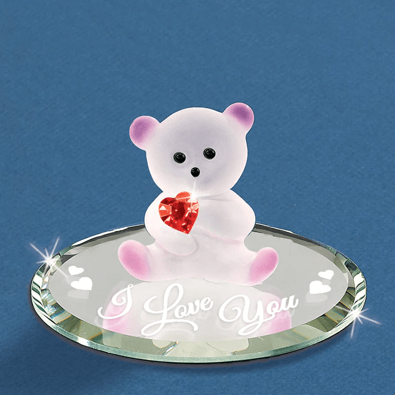 "I Love You" Glass Bear Figurine