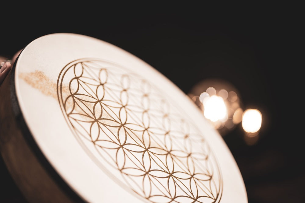 16" Designed Hand Drum, Flower of Life | | Wiccan Center