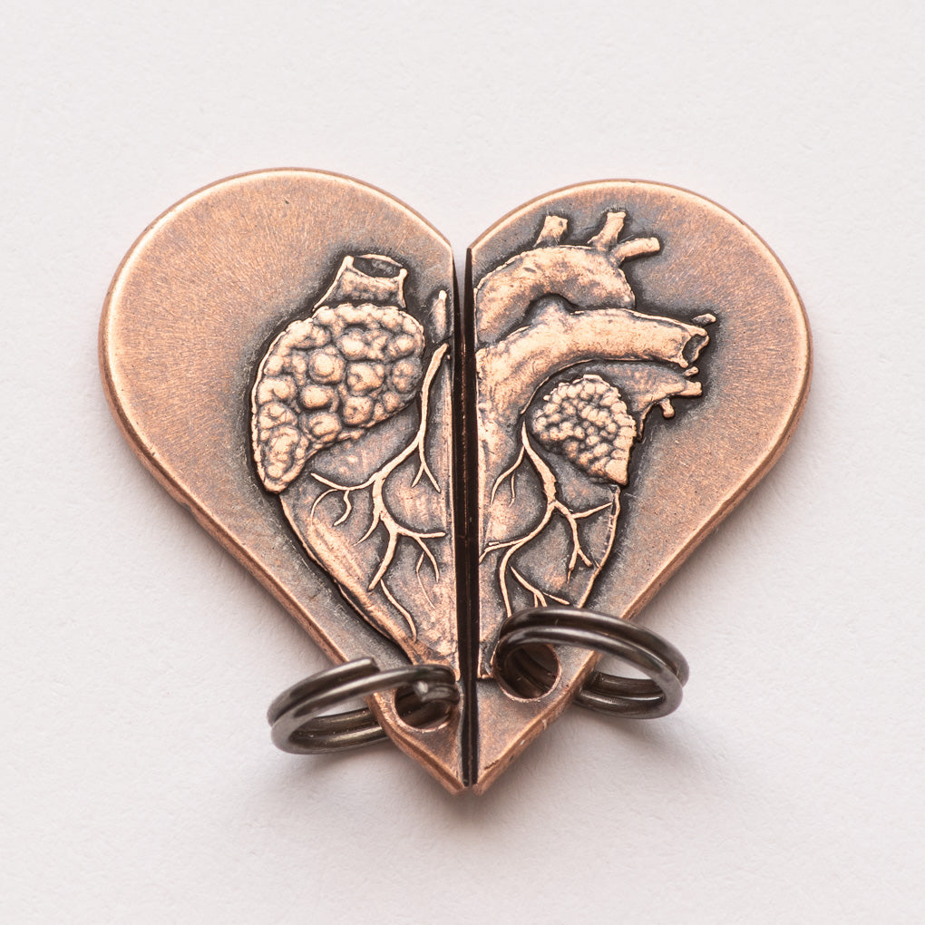 Copper Whole Heart Breakable Charm Set | Artwork | Wiccan Center