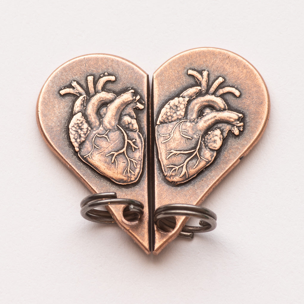 Copper Whole Heart Breakable Charm Set | Artwork | Wiccan Center