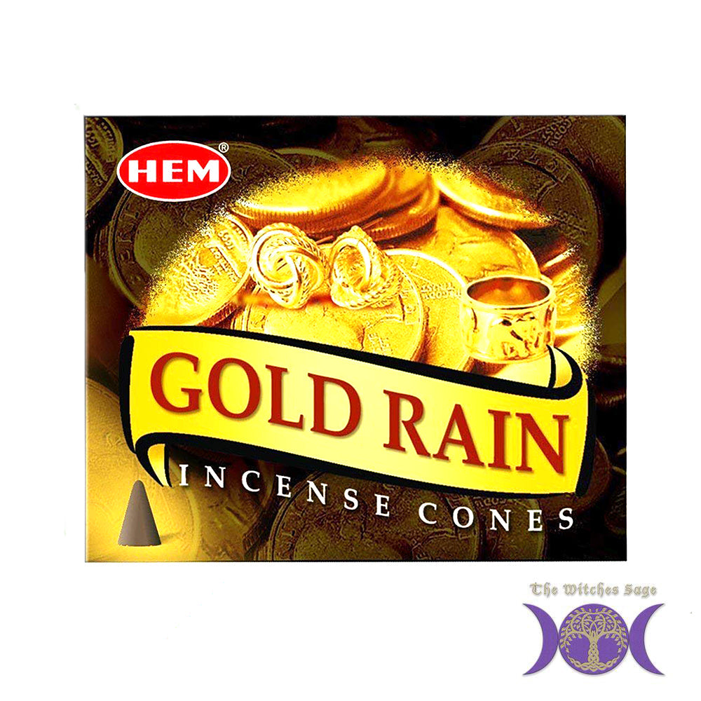 HEM Gold Rain Incense Cones | Incense | Wiccan Center