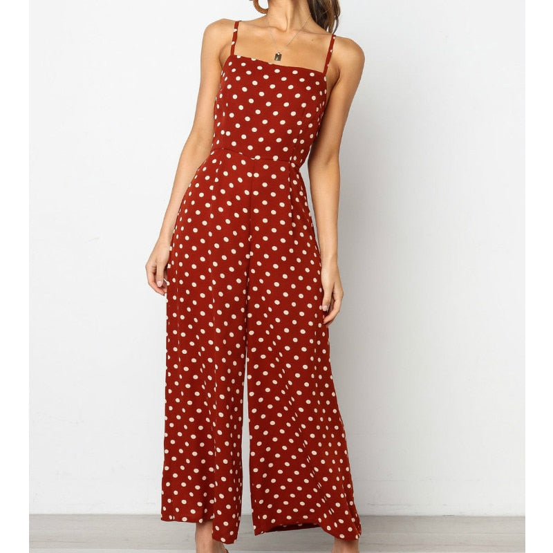Sleeveless Backless Boho Bow-knot Dot Jumpsuits Women 2022 Summer Romper | Jumpsuit | Wiccan Center