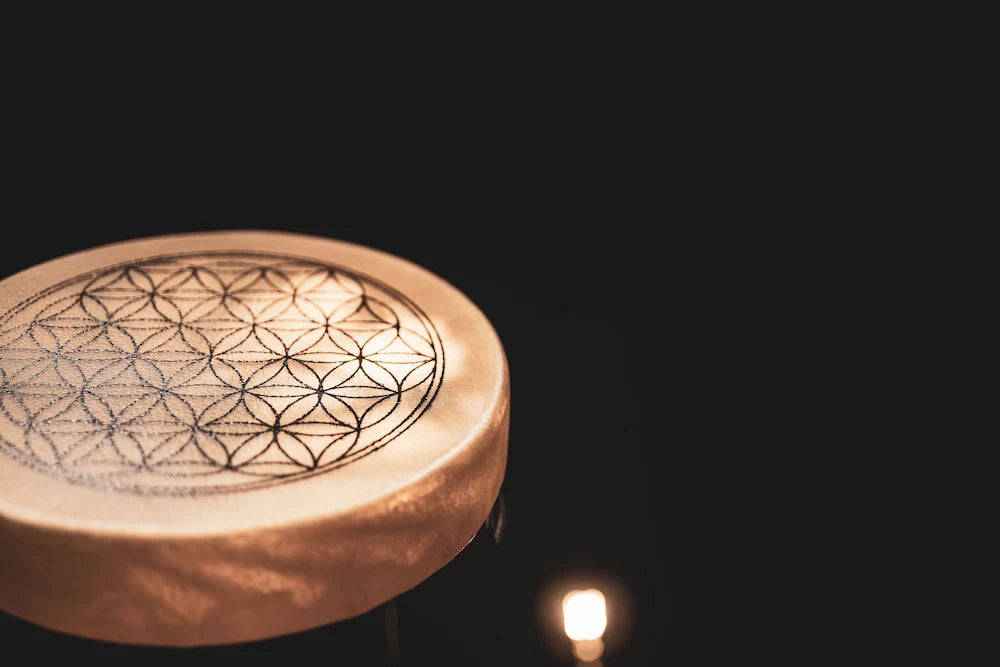 15" Native American-Style Hoop Drum, Flower of Life | | Wiccan Center