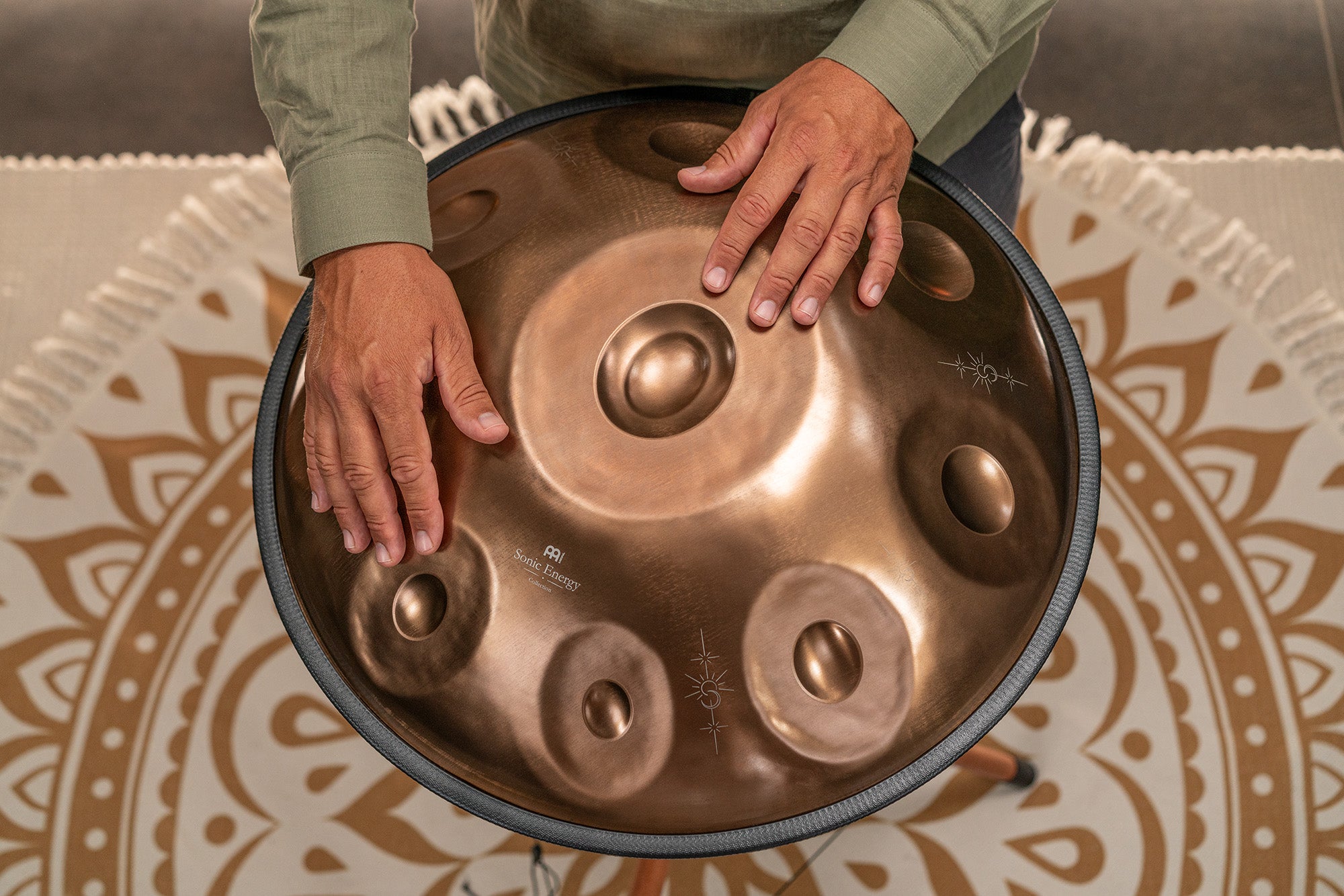 Sensory Handpan, BB2 Amara, 9 Notes, Vintage Copper, Engraved Design | | Wiccan Center