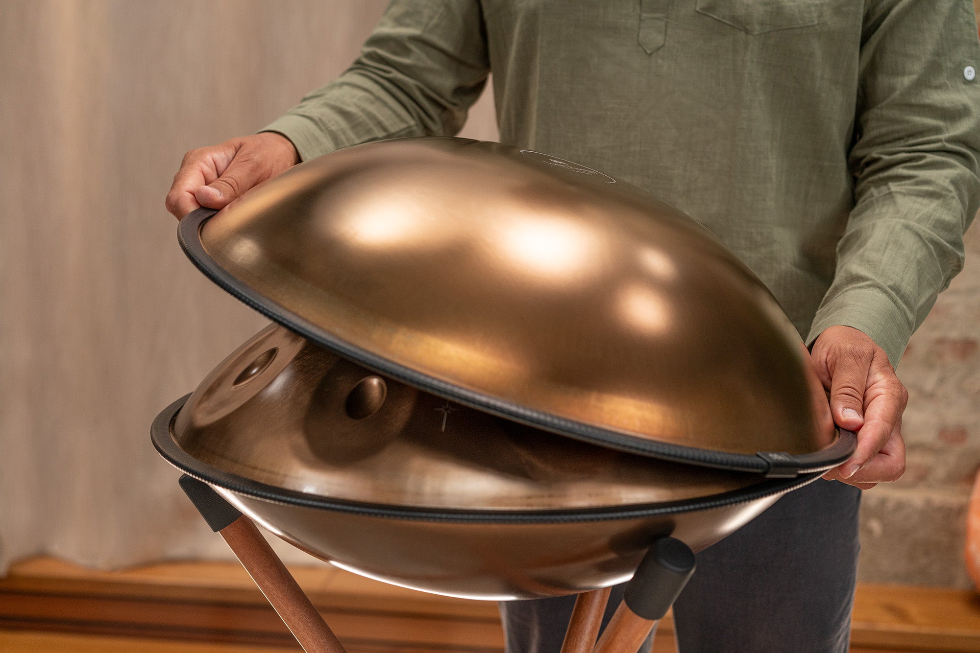Sensory Handpan, BB2 Amara, 9 Notes, Vintage Copper, Engraved Design | | Wiccan Center