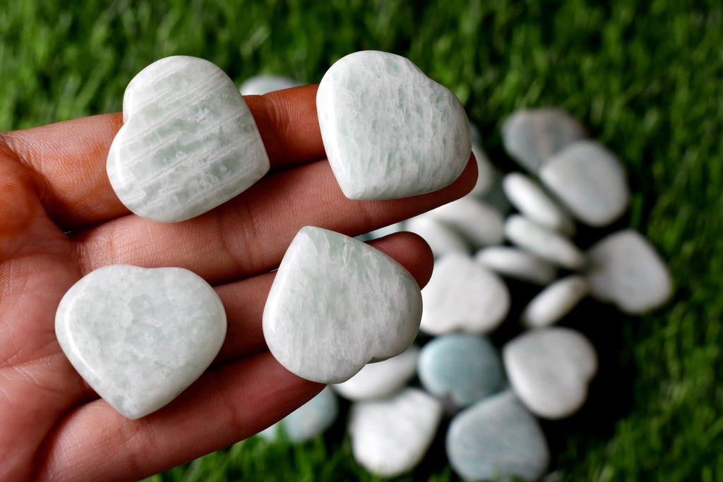 Amazonite Heart Crystal, Puffy Mini 1 Inch Pocket Crystal Heart | Hearts | Wiccan Center