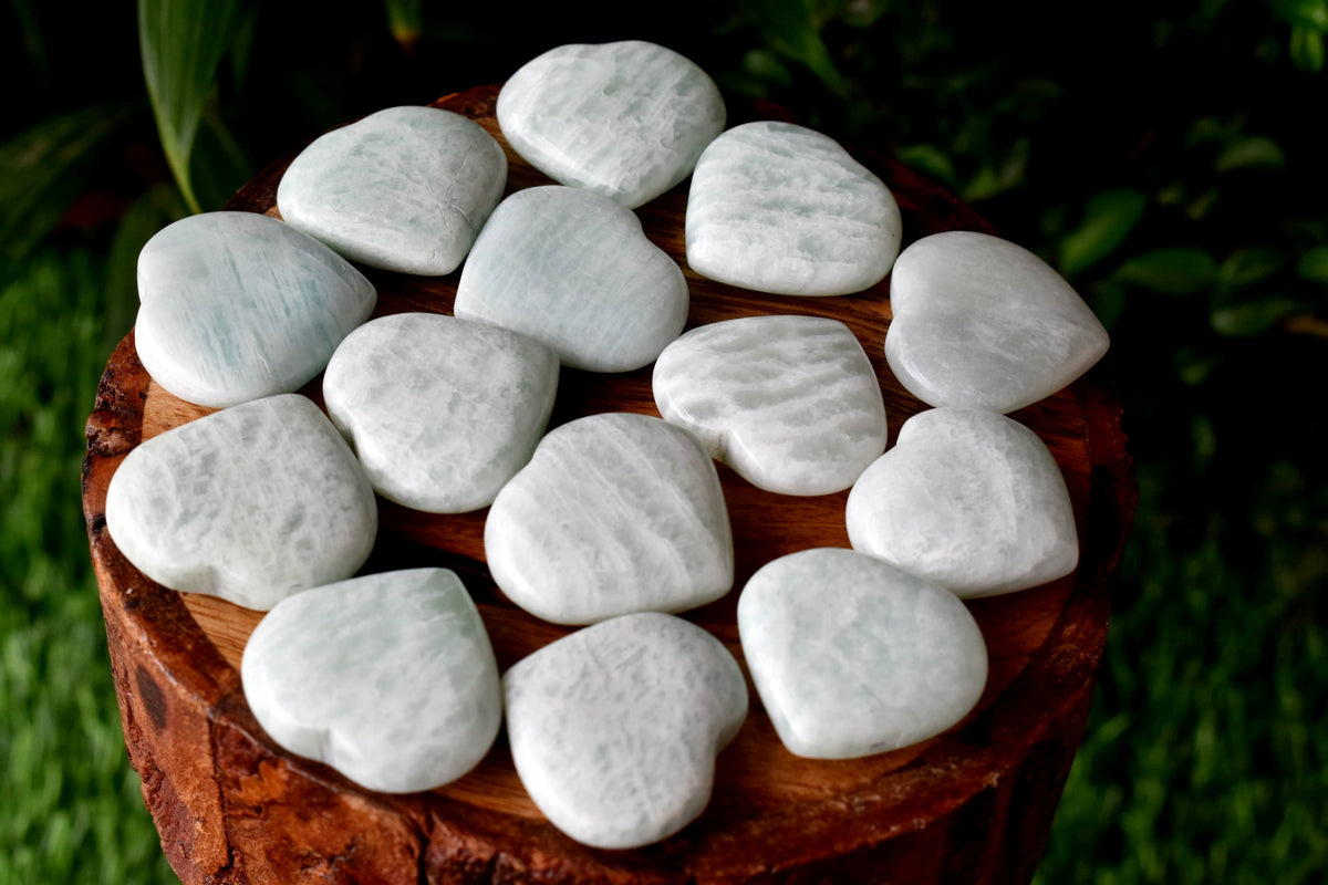 Amazonite Heart Crystal, Puffy Mini 1 Inch Pocket Crystal Heart | Hearts | Wiccan Center