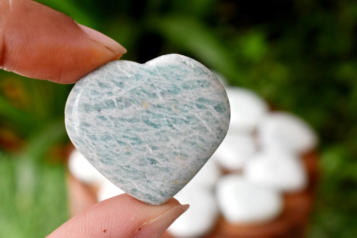 Amazonite Heart Crystal, Puffy Mini 1 Inch Pocket Crystal Heart | Hearts | Wiccan Center