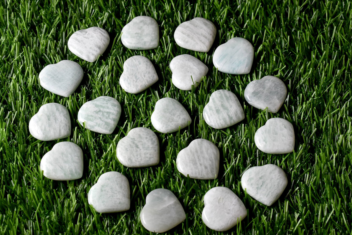 Amazonite Heart Crystal, Puffy Mini 1 Inch Pocket Crystal Heart | Hearts | Wiccan Center