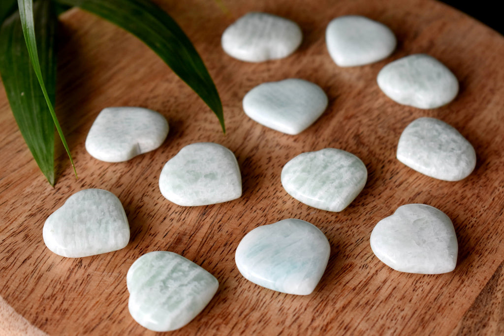 Amazonite Heart Crystal, Puffy Mini 1 Inch Pocket Crystal Heart | Hearts | Wiccan Center