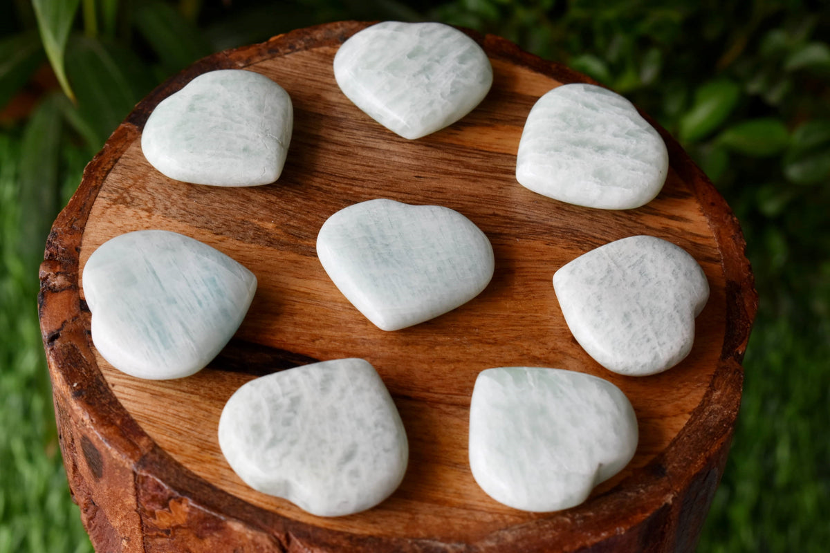 Amazonite Heart Crystal, Puffy Mini 1 Inch Pocket Crystal Heart | Hearts | Wiccan Center