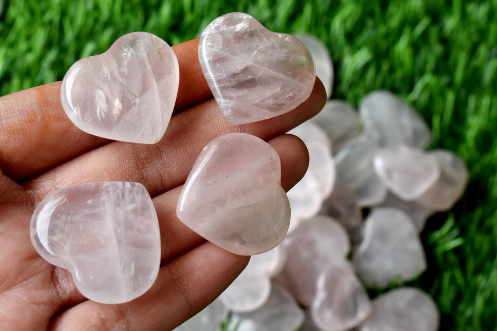 Rose Quartz Heart Crystal, Puffy Mini 1 Inch Pocket Crystal Heart | Hearts | Wiccan Center
