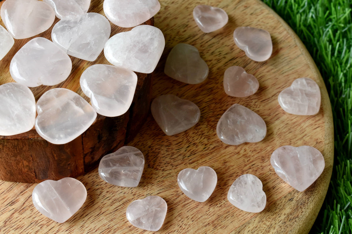 Rose Quartz Heart Crystal, Puffy Mini 1 Inch Pocket Crystal Heart | Hearts | Wiccan Center