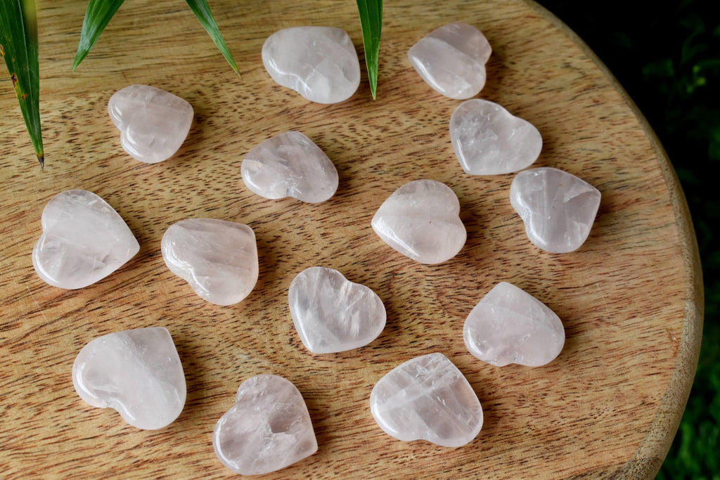Rose Quartz Heart Crystal, Puffy Mini 1 Inch Pocket Crystal Heart | Hearts | Wiccan Center