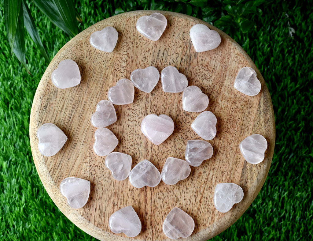 Rose Quartz Heart Crystal, Puffy Mini 1 Inch Pocket Crystal Heart | Hearts | Wiccan Center