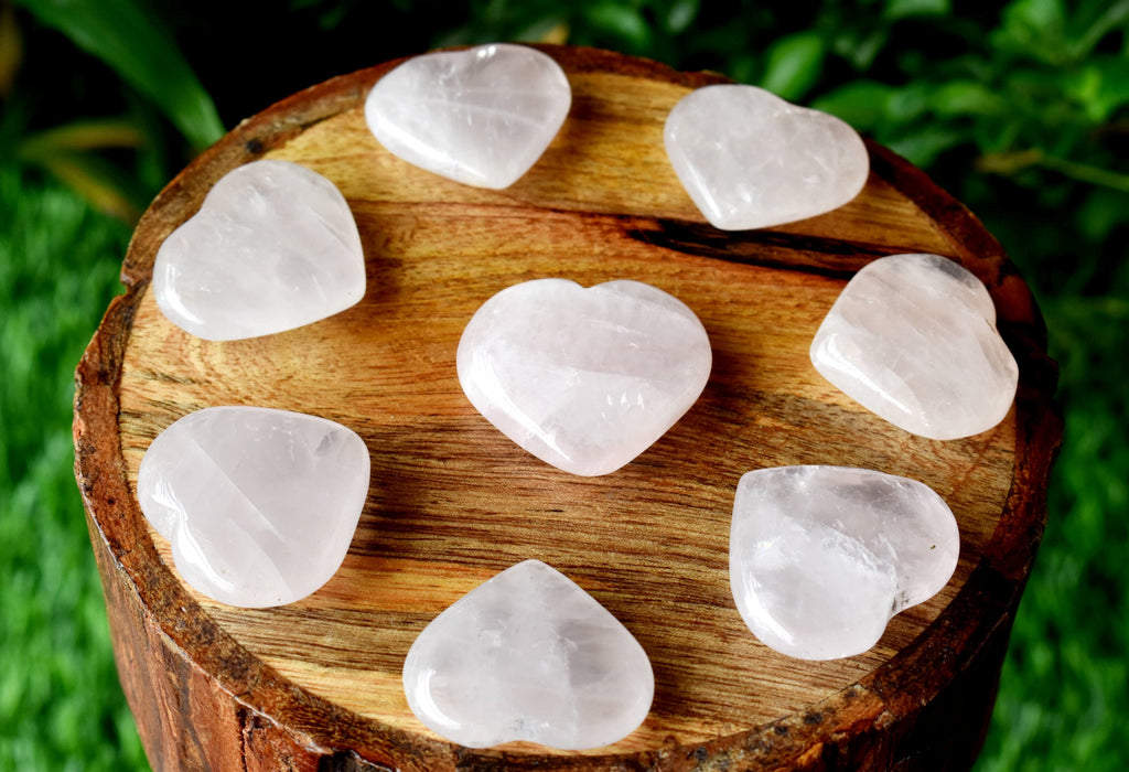 Rose Quartz Heart Crystal, Puffy Mini 1 Inch Pocket Crystal Heart | Hearts | Wiccan Center
